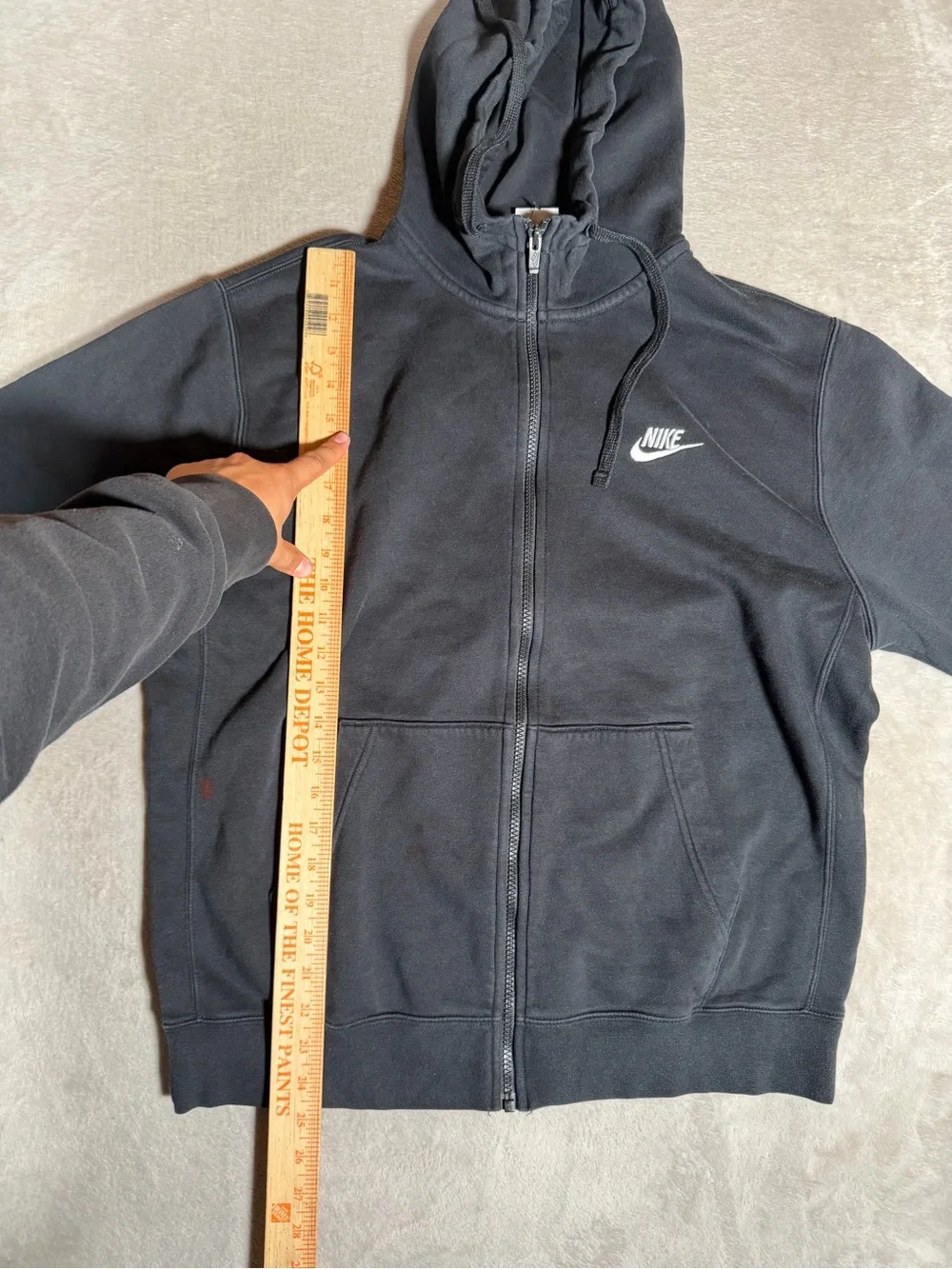 Nike Black Full-Zip Hooded Sweatshirt with White Swoosh Logo